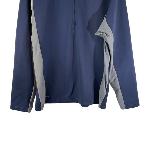 NIKE Fit Men Quarter Zip LOGO Swoosh Pullover Sweatshirt Colorblock Blue Gray XL - Picture 4 of 12